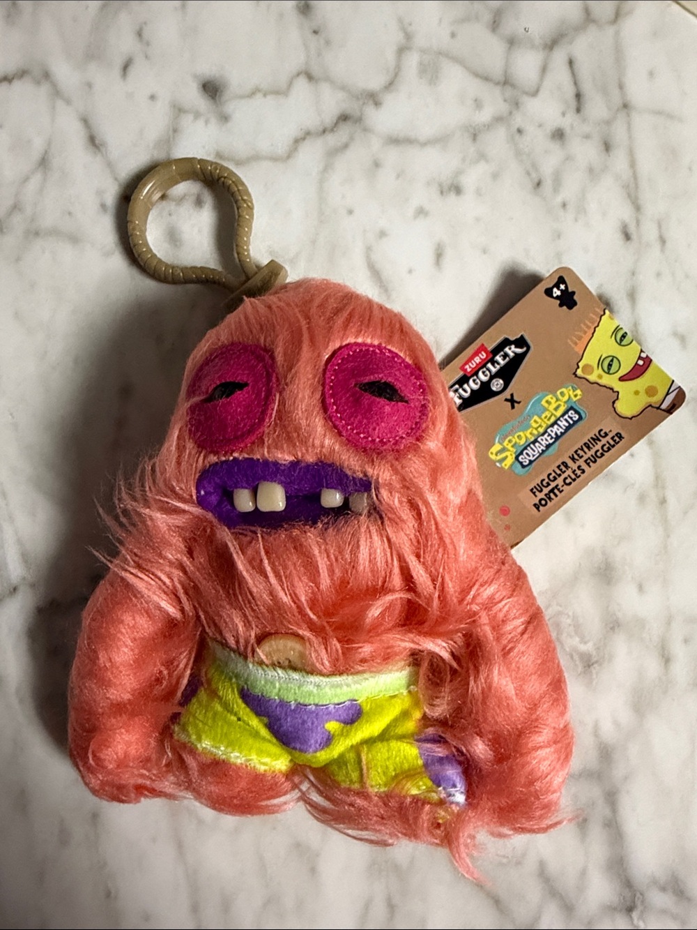 NWT Patrick Star Plush Keyring - Pink Fuzzy Character of SpongeBob Square Pants